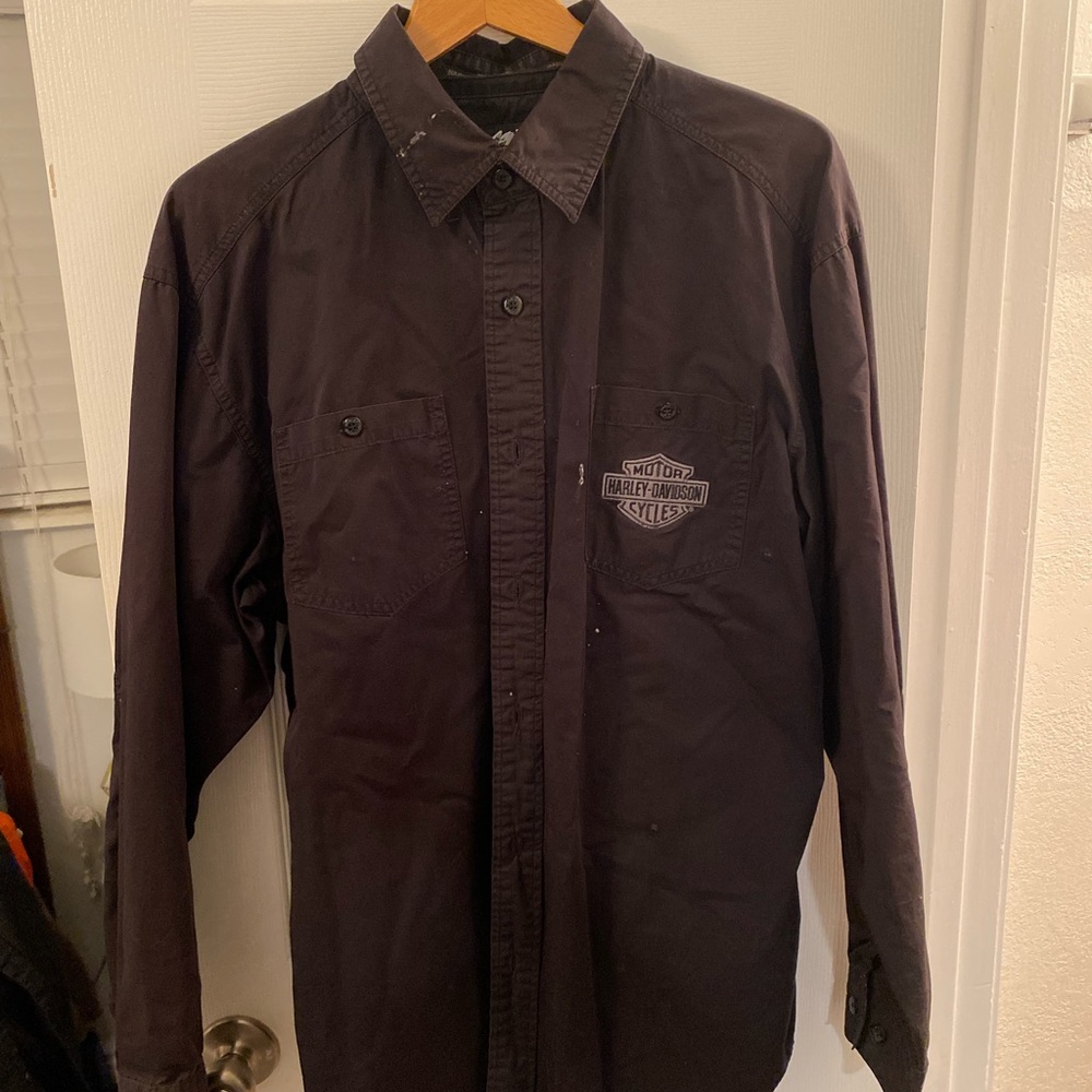 Black Long Sleeve Harley Davidson Button down